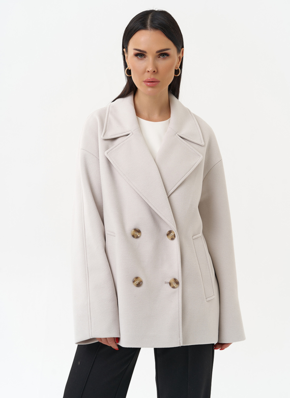 Укороченное двубортное пальто