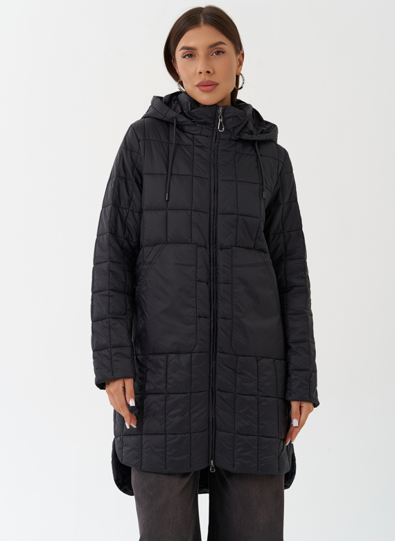 Стеганое пальто с капюшоном