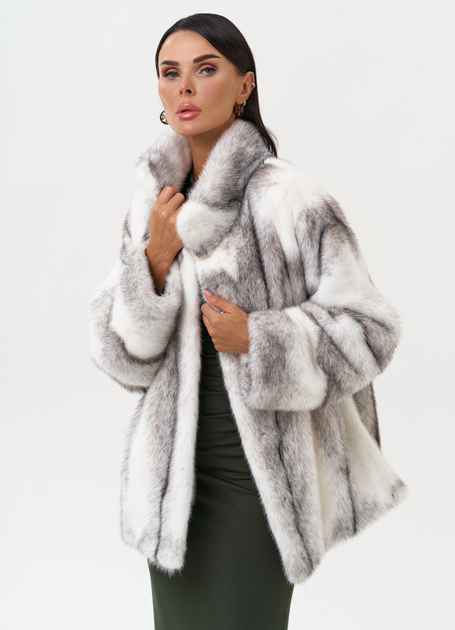 Коротка шуба из норки крестовки модель № 31319 универмаг малина