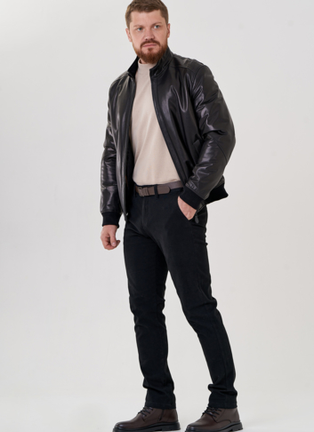 Куртка мужская черного цвета из натуральной кожи