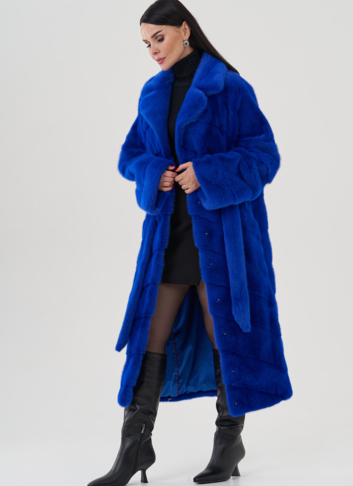 Шуба из норки синего цвета