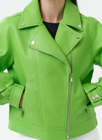 Куртка косуха из эко кожи зеленого цвета