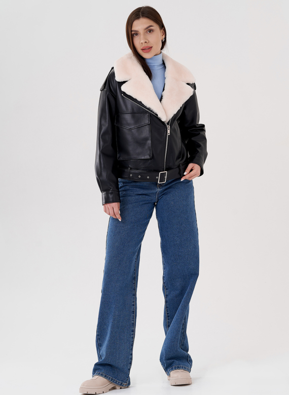 Куртка косуха на утеплении со съемным натуральным мехом