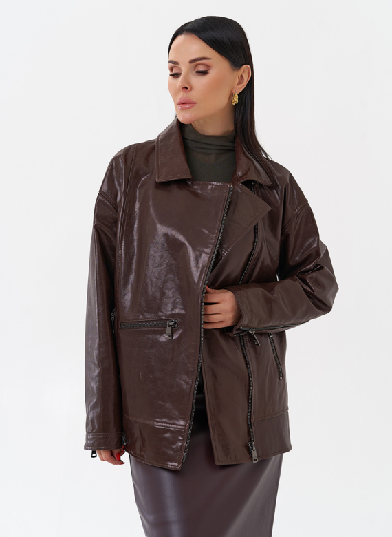 Куртка кожаная женская коричневая