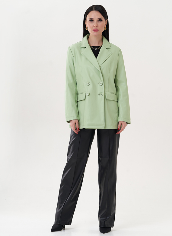 Пиджак из эко кожи с английским воротником