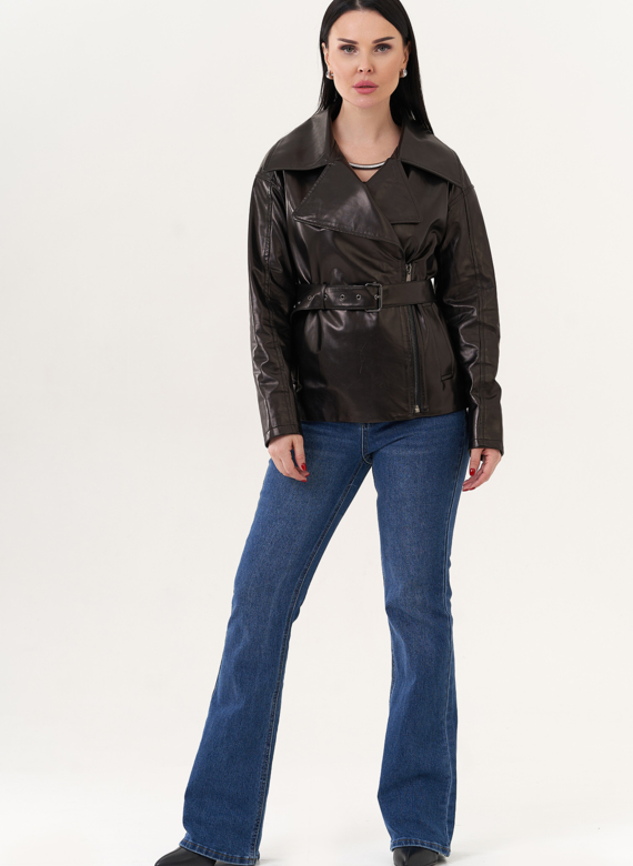 Кожаная куртка "косуха" с английским воротником