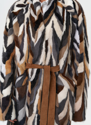 Шуба из норки в стиле пэчворк