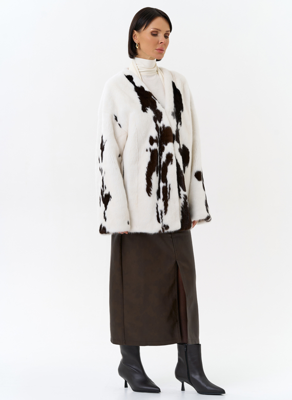 Жакет из меха норки в расцветке "ягуар"