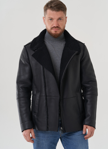 Дубленка мужская черного цвета 