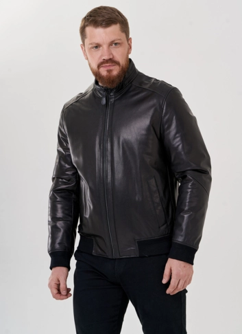 Куртка мужская черного цвета из натуральной кожи
