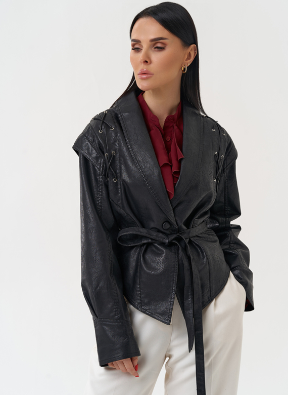 Куртка женская из эко кожи в стиле ретро