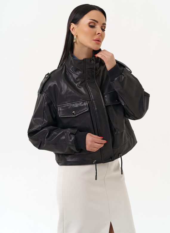 Женская куртка бомбер из натуральной кожи