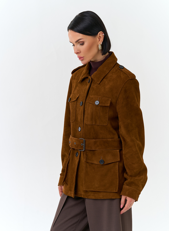 Куртка - сафари женская из натуральной замши