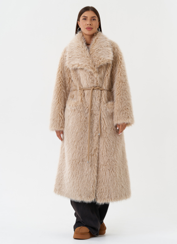 Длинная эко шуба под овчину