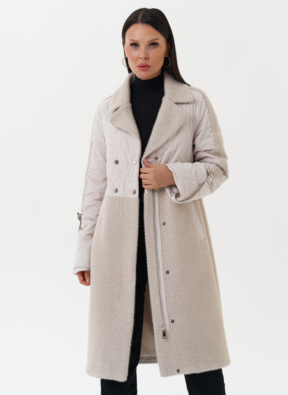 Женское утепленное пальто с поясом