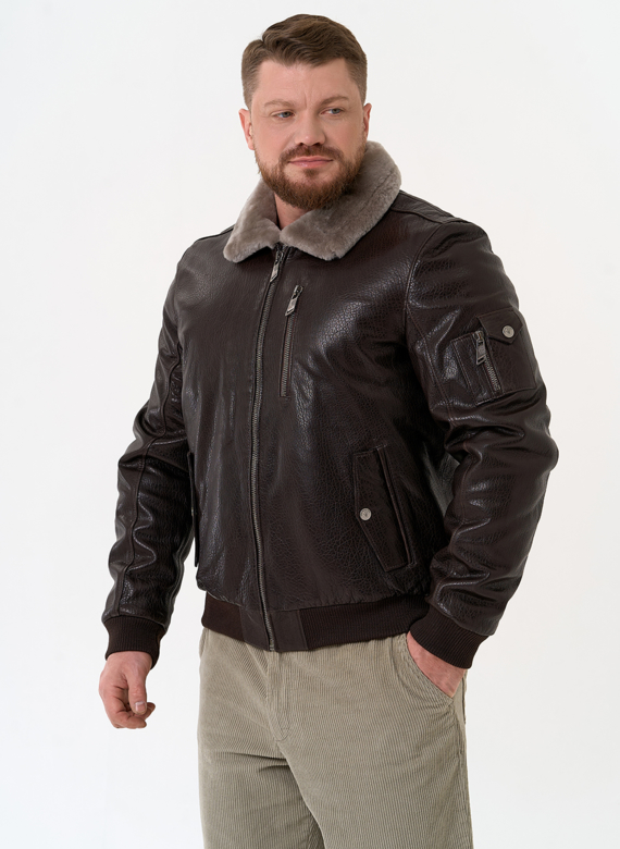 Мужская дубленка коричневого цвета Мужская дубленка коричневого цвета