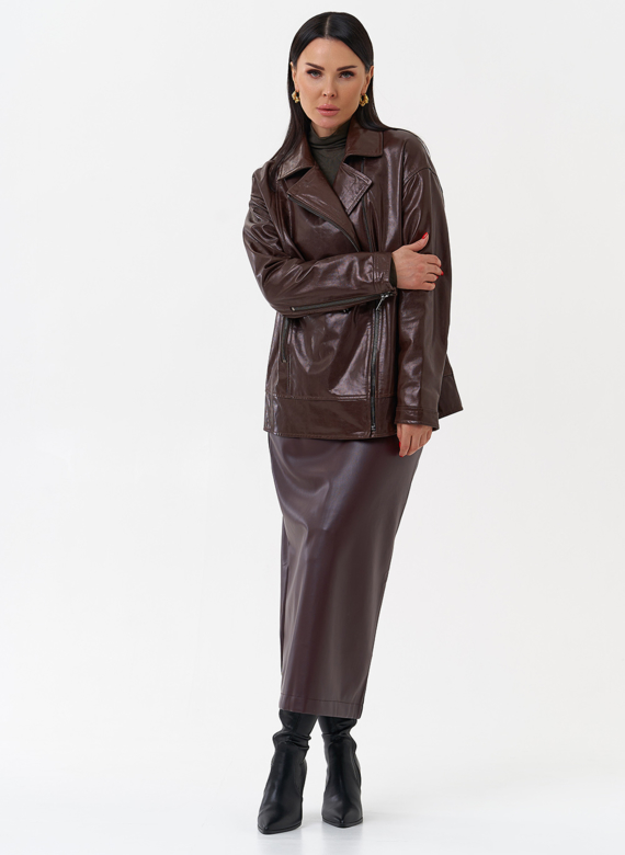 Куртка кожаная женская коричневая
