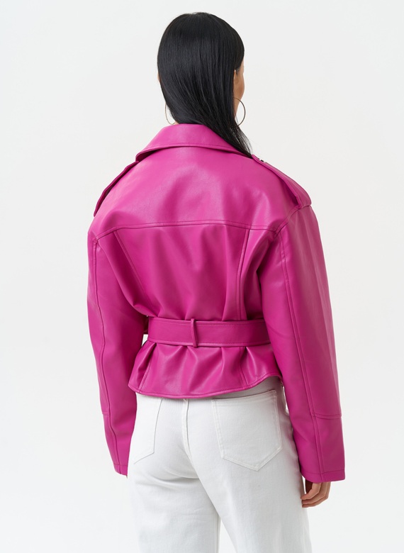 Куртка косуха из эко кожи розового цвета