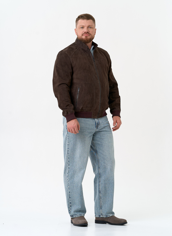 Мужская куртка бомбер из натуральной замши