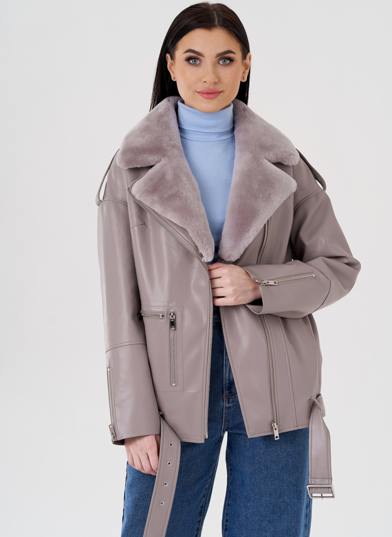 Куртка из эко кожи на утеплителе с натуральным мехом