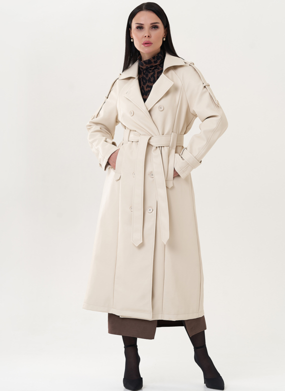 Удлиненный тренч из эко кожи