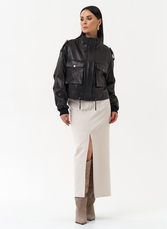 Женская куртка бомбер из натуральной кожи