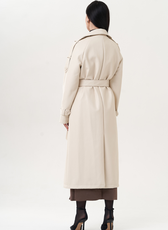 Удлиненный тренч из эко кожи