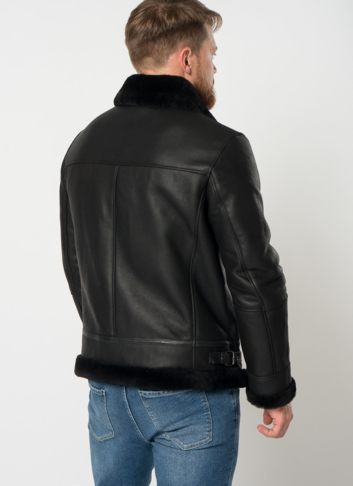 Дубленка пилот мужская на молнии 