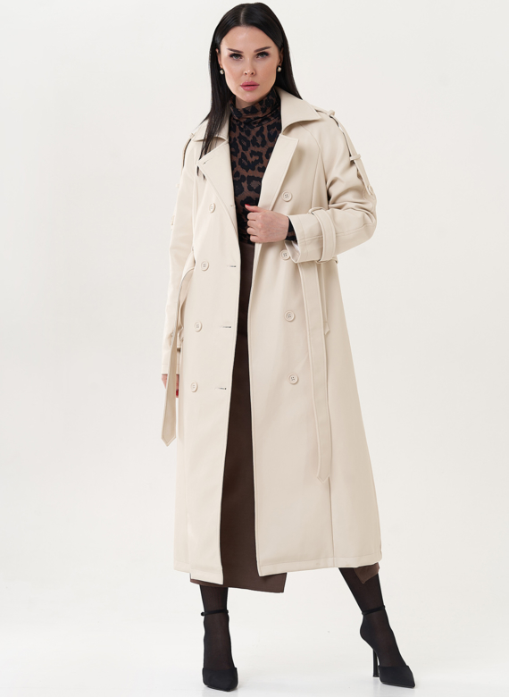 Удлиненный тренч из эко кожи