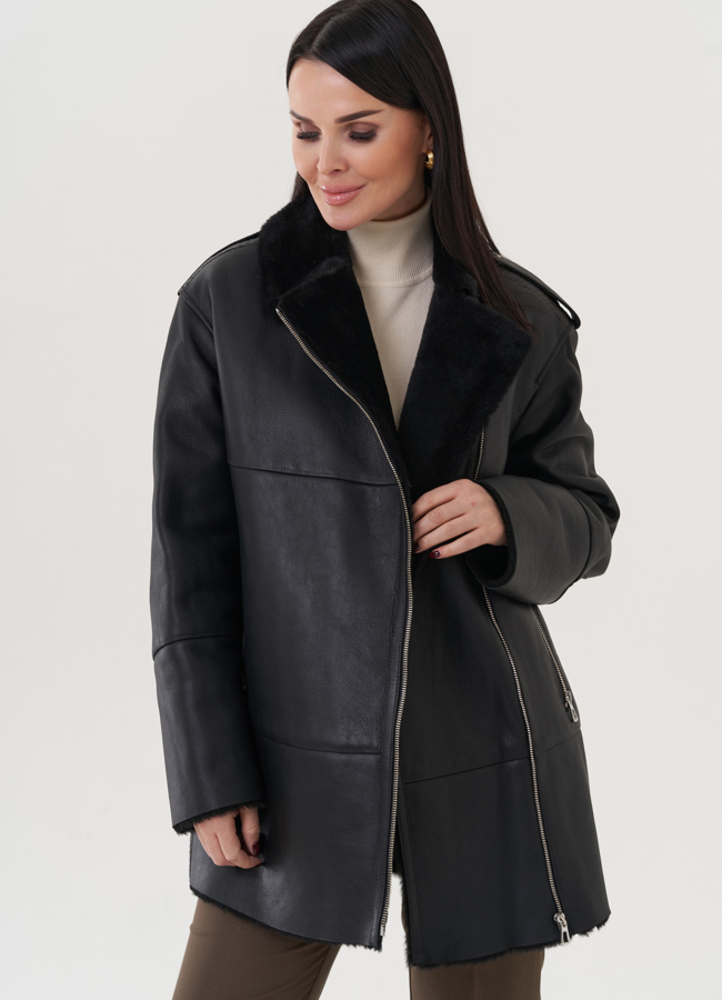 Женская дубленка  модель № 25907 универмаг малина