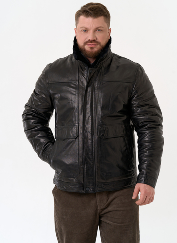 Куртка из натуральной кожи черного цвета Куртка из натуральной кожи черного цвета