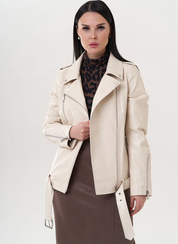 Куртка "косуха" молочного цвета