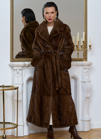 Длинная шуба из меха скандинавской норки