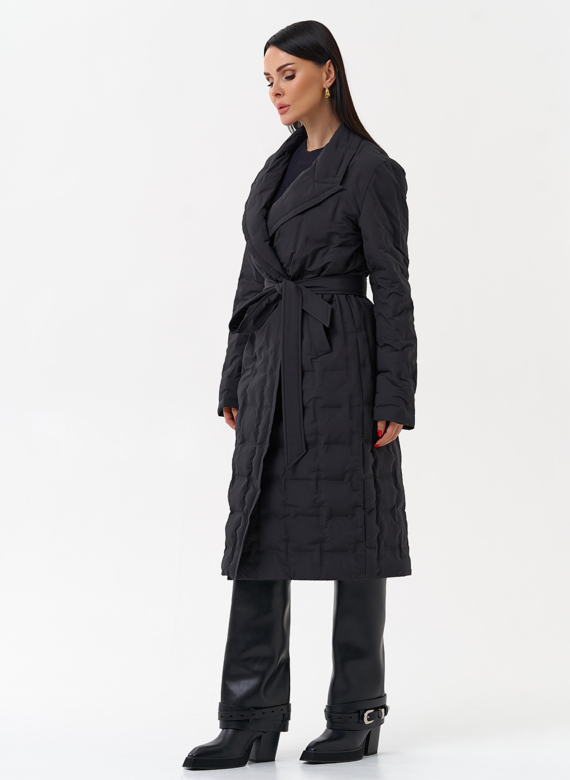 Женское утепленное пальто с английским воротником