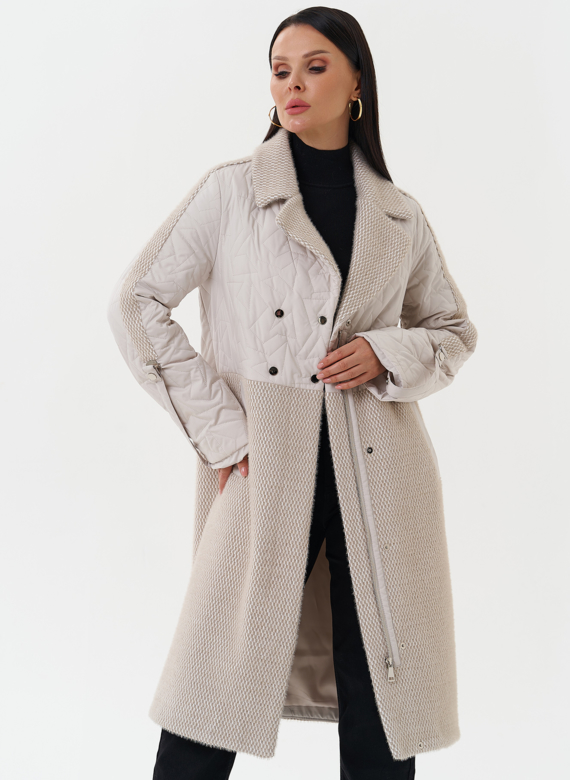 Женское утепленное пальто с поясом