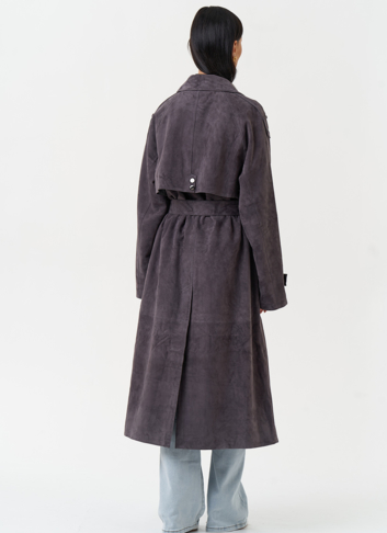 Длинный плащ из натуральной замши