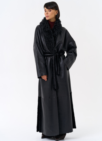 Женская натуральная дубленка с воротником шаль