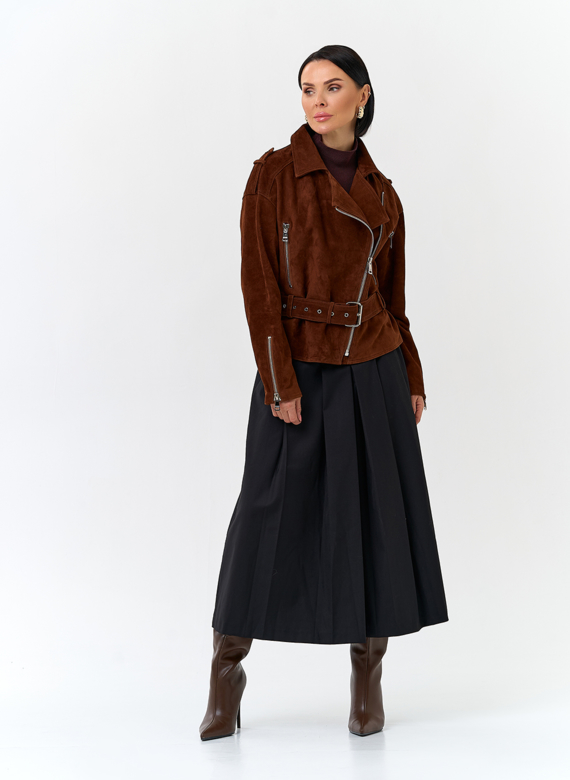 Куртка из натуральной замши с поясом