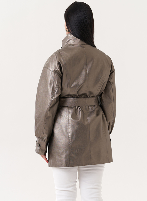 Женский жакет из эко кожи под бронзу