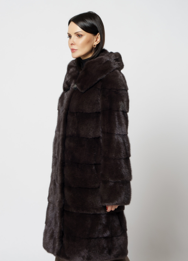 Норковая шуба с капюшоном трансформер 4 в 1 модель № 25925 в кредит