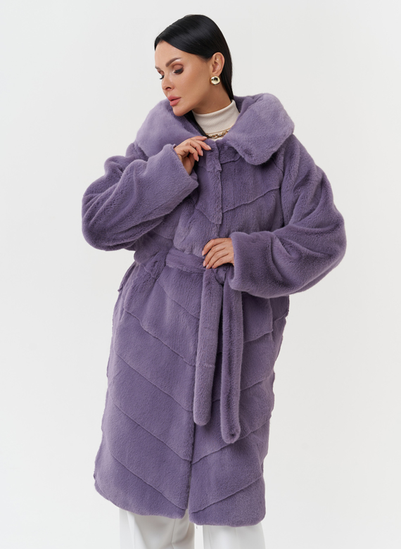 Женская шуба из эко меха с капюшоном