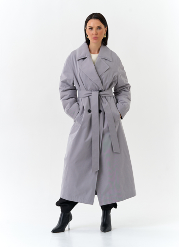 Женский утепленный плащ с английским воротником