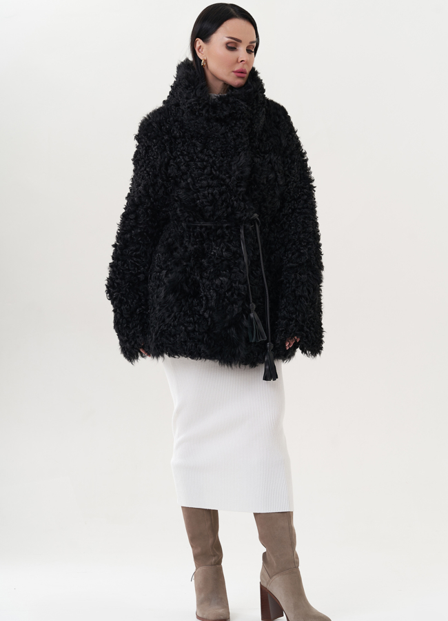 Двухсторонняя дубленка черного цвета модель № 26832 в кредит