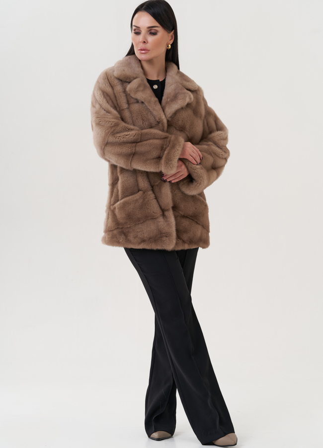 Шуба из норки с английским воротником  модель № 30689 в кредит