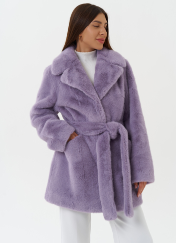 Укороченное пальто из эко меха 