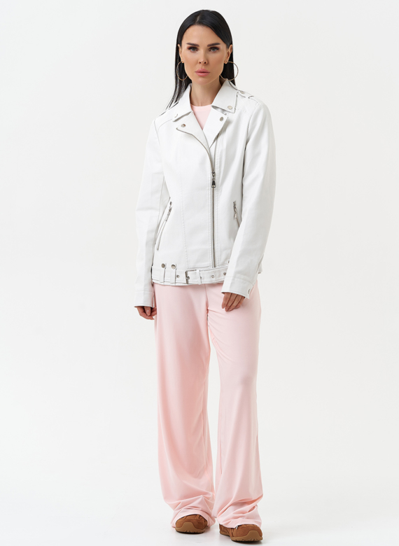 Куртка косуха из эко кожи белого цвета