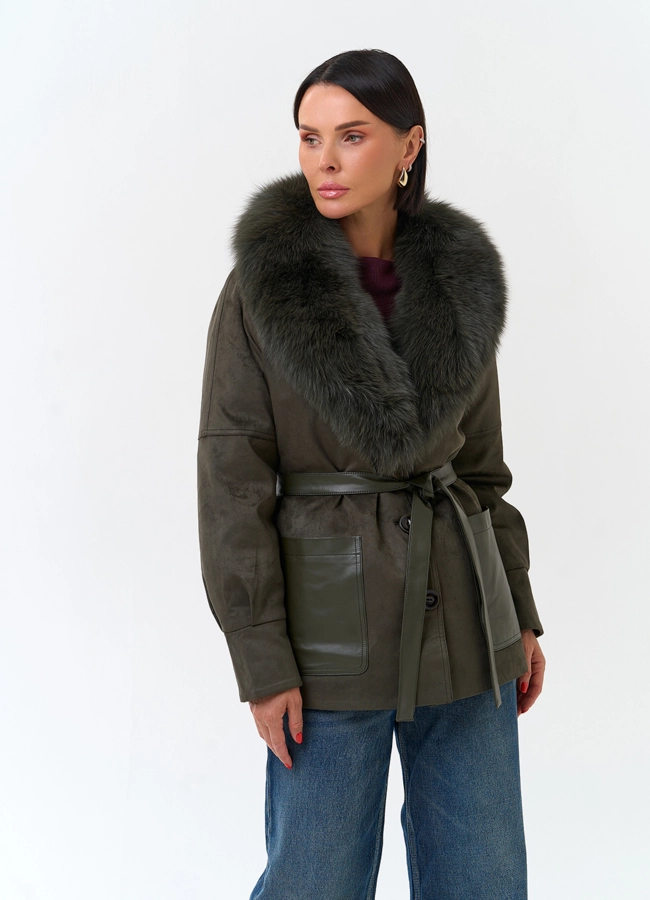 Женская куртка из эко замши модель № 34236 универмаг малина
