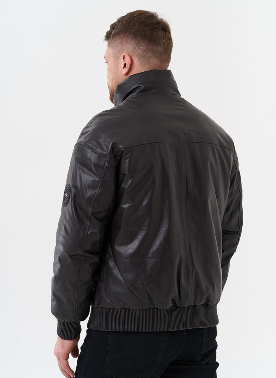 Мужской пуховик из натуральной кожи 