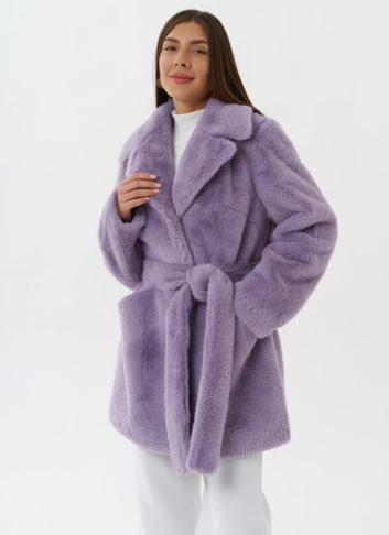 Укороченное пальто из эко меха 