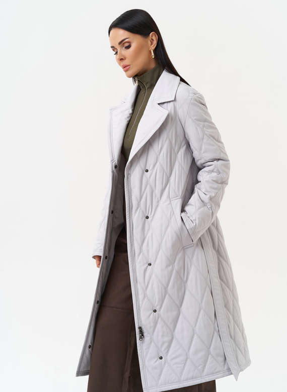 Женское утепленное пальто с английским воротником